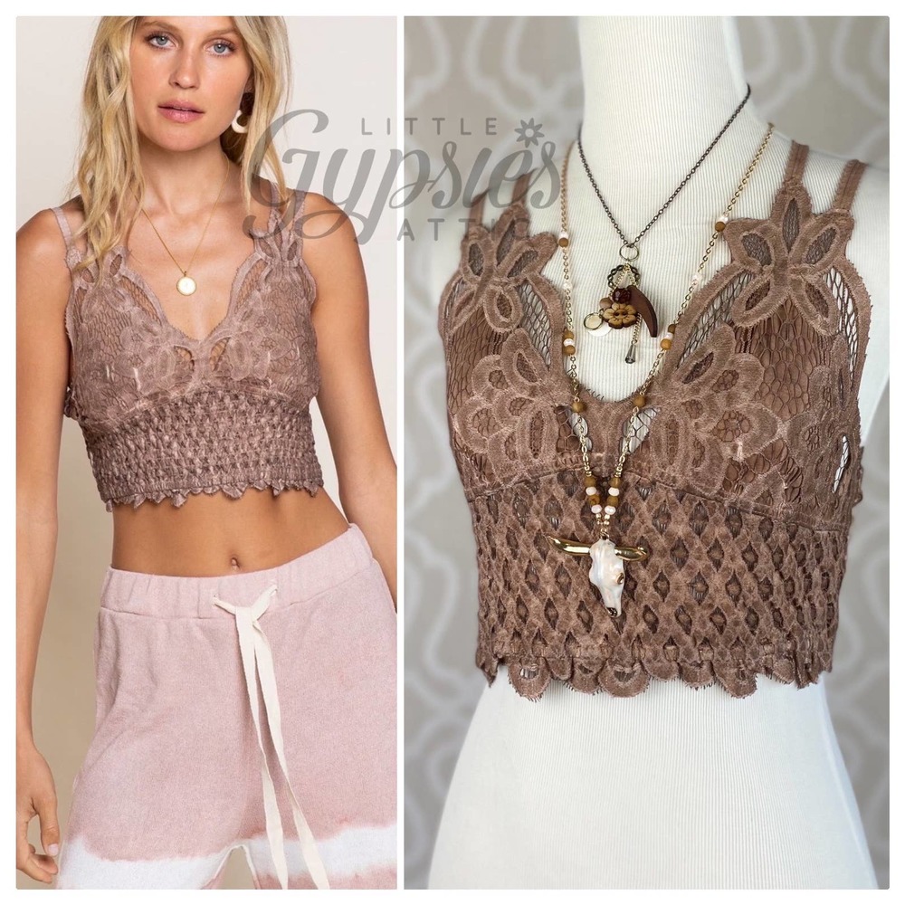 POL Longline Mineral Wash Lace Bralette - Picture 1 of 12